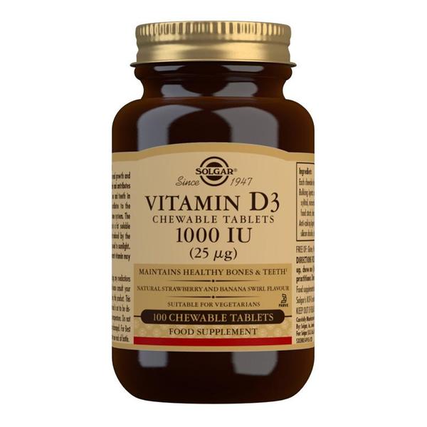 Vitamin D3 1000 IU (25 mcg) Chewable Tablets - Pack of 100