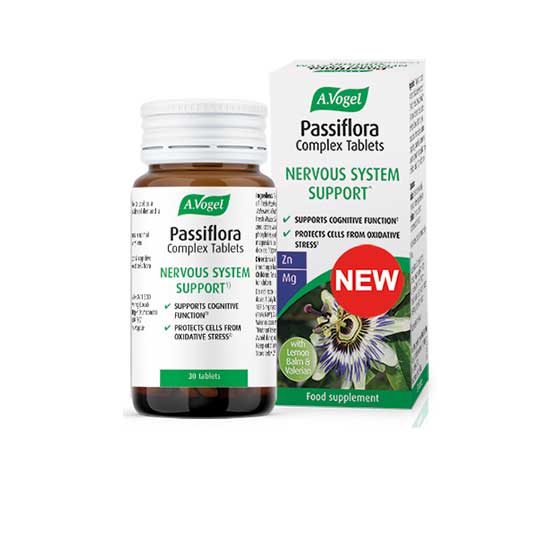 A.Vogel Passiflora Complex Tablets with extracts of Passion Flower, Valerian Root & Lemon Balm, Magnesium for Nervous System Support & Zinc to Protect Cells from Oxidative Stress, 30 Tablets