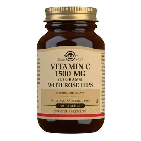 Vitamin C 1500 mg (1.5 grams) with Rose Hips Tablets - Pack of 90